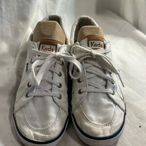 Keds Center III Lace-Up White Blue Stripe Sneakers Size 6.5